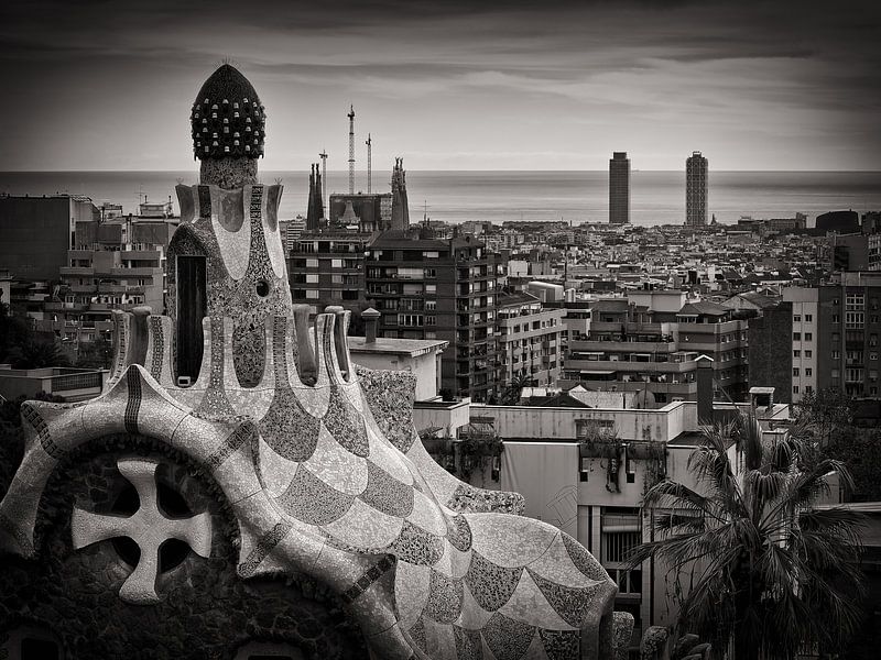 Skyline de Barcelone (noir et blanc) par Alexander Voss