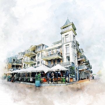 Aquarelle du complexe 't Groentje à Domburg, Zélande sur Danny de Klerk