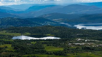 Ein Blick auf die erstaunliche und idyllische norwegische Landschaft. Herbstbild der Berge.
