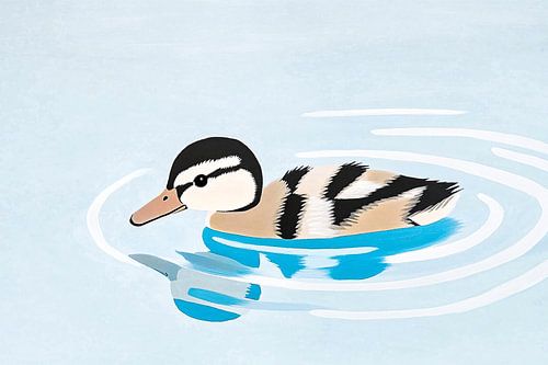 Minimalistische eend in het water