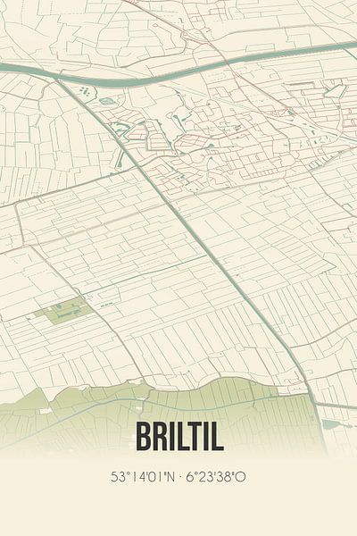 Alte Karte von Briltil (Groningen) von Ortsdrucke