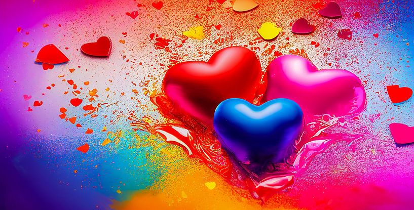 Panorama Splash mit Herz zum Valentinstag, Illustration von Animaflora PicsStock