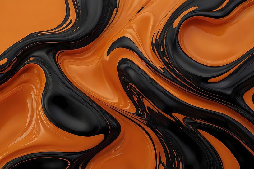 Dynamisch Oranje en Zwart Vloeibaar Design van Art & Soul Creations