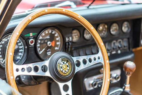 Interieur van een Jaguar E-Type Roadster