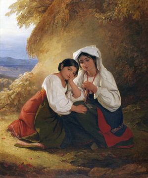 AUGUST RIEDEL, Zwei Mädchen in traditioneller albanischer Kleidung, 1838