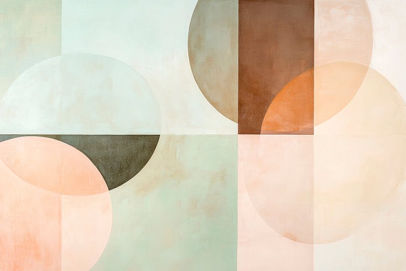 Geometrische kleurencompositie in zachte tinten van Poster Art Shop