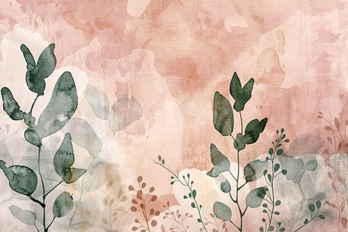 Sepia Bladeren in Aquarel Stijl