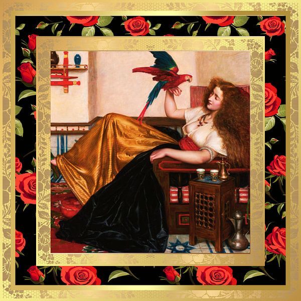 Version S.F. remastérisée de La Dame du Tooti-Nameh ou la légende du perroquet par Valentine Cameron Prinsep par Silver Fox Art Decor
