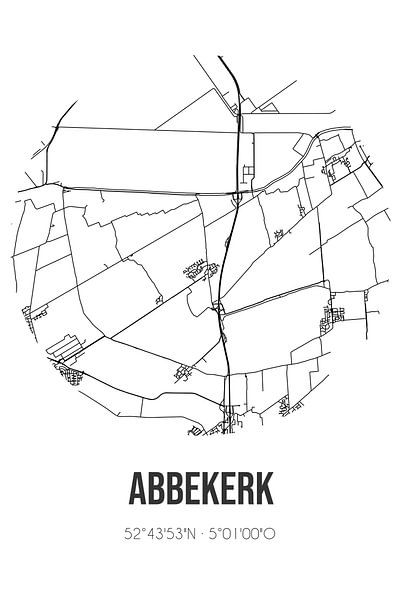 Abbekerk (Noord-Holland) | Map | Black and White by Prints of Place