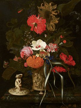Bloemen in een siervaas, Maria van Oosterwyck, in een siervaas.