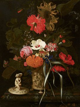 Bloemen in een siervaas, Maria van Oosterwyck, in een siervaas.