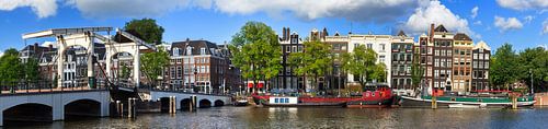 Amstel and Skinny Bridge panorama by Dennis van de Water