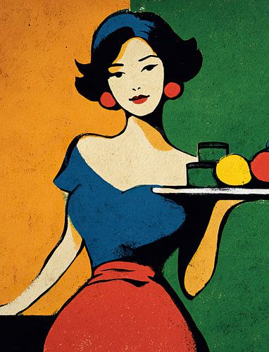 Woman with a Tray | Cheerful Woman with Fresh Fruit