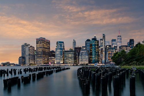 NYC Fantastische zonsondergang van Melanie Viola