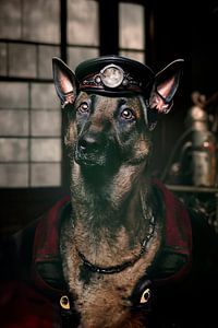 Sir Barkington: Majestätischer Hund im viktorianischen Steampunk-Porträt