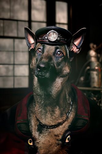 Sir Barkington: Majestueuze Hond in Victoriaans Steampunk Portret