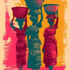 Femmes africaines avec des paniers aux couleurs vives sur But First Framing