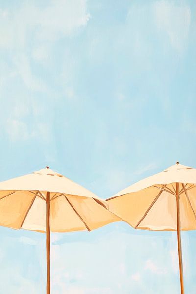 Parasols dans le ciel bleu par Poster Art Shop
