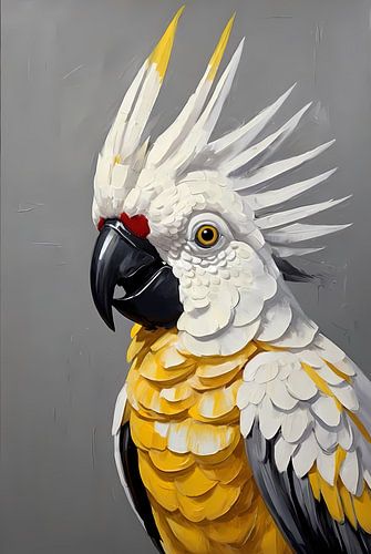 Elegante Geelkuifkaketoe in Moderne Kunst