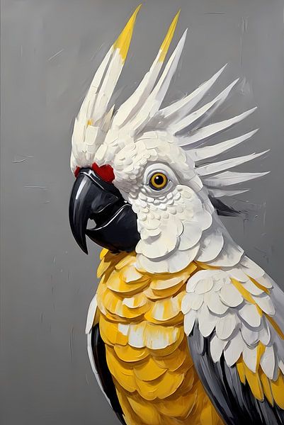 Élégant cacatoès à crête jaune dans l'art moderne par Art & Soul Creations