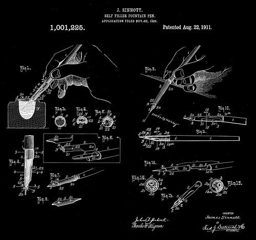 Blueprint of the Self-Filling Fountain Pen (1911) - A Revolution in Writing