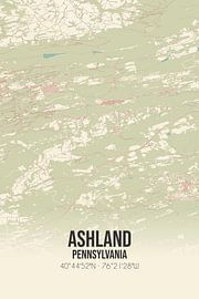 Vintage landkaart van Ashland (Pennsylvania), USA. van Stad & Wand