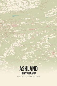 Vintage landkaart van Ashland (Pennsylvania), USA. van Rezona