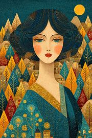 Woman and trees | Blue woman