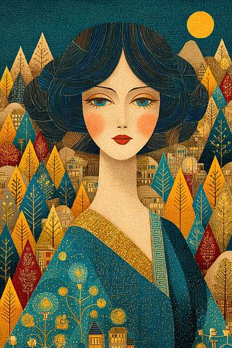 Femme et arbres | Femme bleue sur Zen et Plus