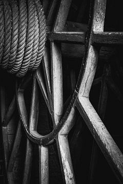 Roue en bois en monochrome Texture Artisanat en détail