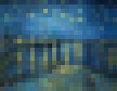 Pixel Kunst: Stern Nacht über der Rhône von JC De Lanaye Miniaturansicht