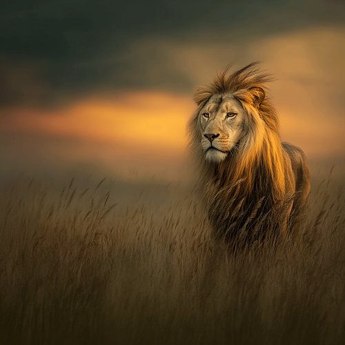 The Lion in the Golden Savannah