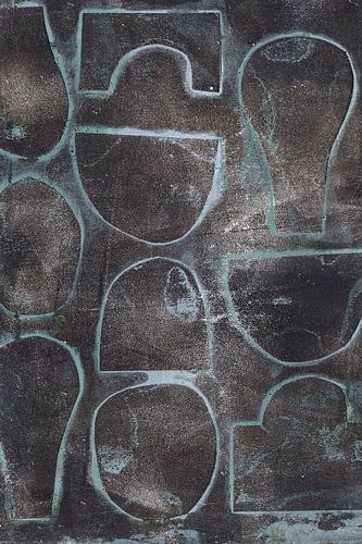 Moderne abstracte geometrische kunst. Organische vormen in taupe en neongroen