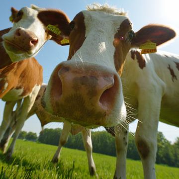 Hi There! Curious young cows sniffing at my lens sur Georges Hoeberechts