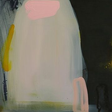 Modern abstract in pastelkleuren op een zwarte achtergrond van Studio Allee