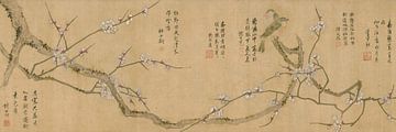 Chen Jiru,Pruimenbloesem en vogel, Chinese Schilderende Vogelblo