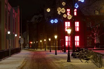Nicolaaskerkhof en Agnietenstraat in Utrecht met het Centraal Museum van Donker Utrecht