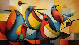 Abstrakte Kanarienvögel Kubismus-Panorama