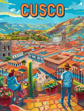 Cusco-Übersicht: Anden-Abenteuer Retro-Poster von Travel Shop