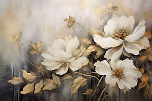 Blumen in Beige, Grau und Gold