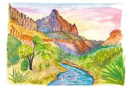 Zion NP Golden Hush and Sunset Descent by the Creek by Markus Bleichner