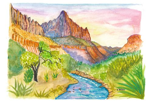 Zion NP Golden Hush et Sunset Descent by the Creek