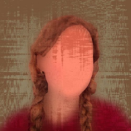 Portrait féminin abstrait moderne, design rétro minimaliste sur Dina Dankers