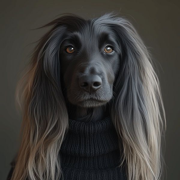 Afghan hound dressed for winter by Ton Kuijpers