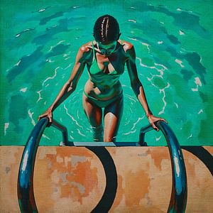 Scène de piscine estivale