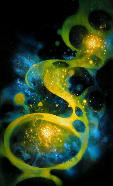 Leuchtende abstrakte Formen in der Dunkelheit von Transmutation Art