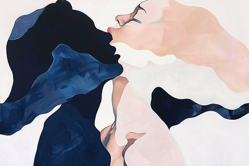 Abstract painting of kissing faces by Art & Soul Creations