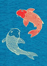 Traditional Koi Fish in Flowing Water by Art Kingdom