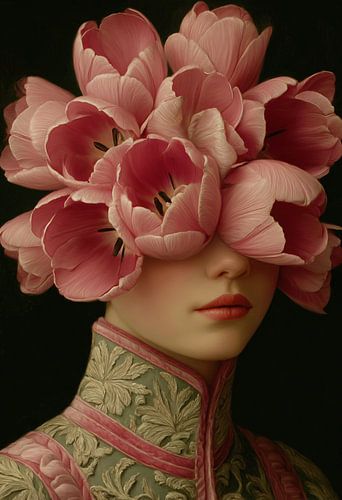 Velvet Bloom – Klassisches Porträt mit Blumen und Tiefenwirkung