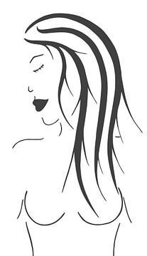 Naked - naakte vrouw met lang haar van Stinis illustraties